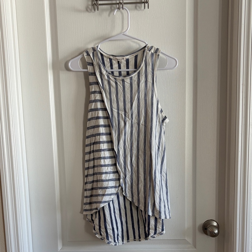 River Island Blue and Cream Striped Sleeveless Top